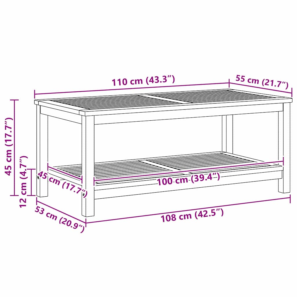 Τραπεζάκι Πλευράς Καφέ 110 x 55 x 45 cm Στερεό Ξύλο Ακακίας - Pakobazaar