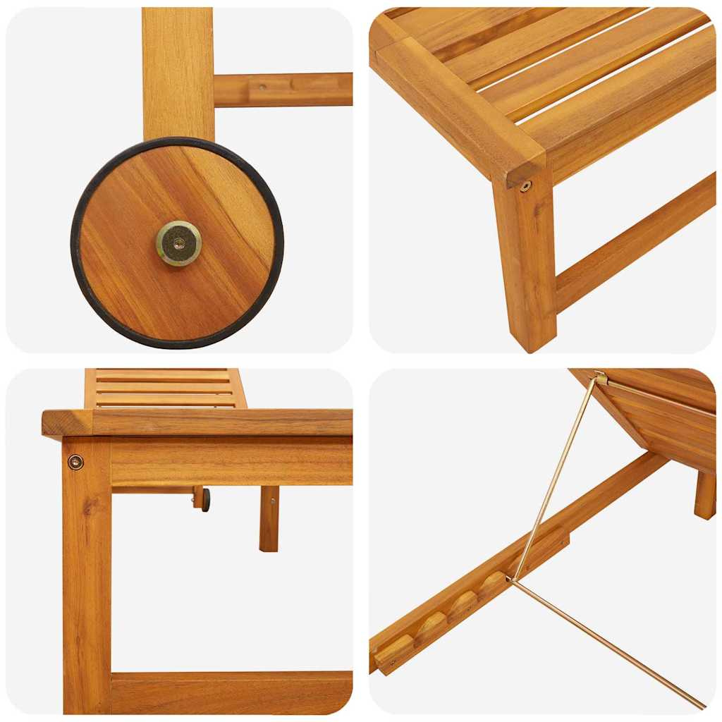 Ξαπλώστρα Καφέ 202 x 53 x 89 εκ Στερεό Ξύλο Ακακίας - Pakobazaar