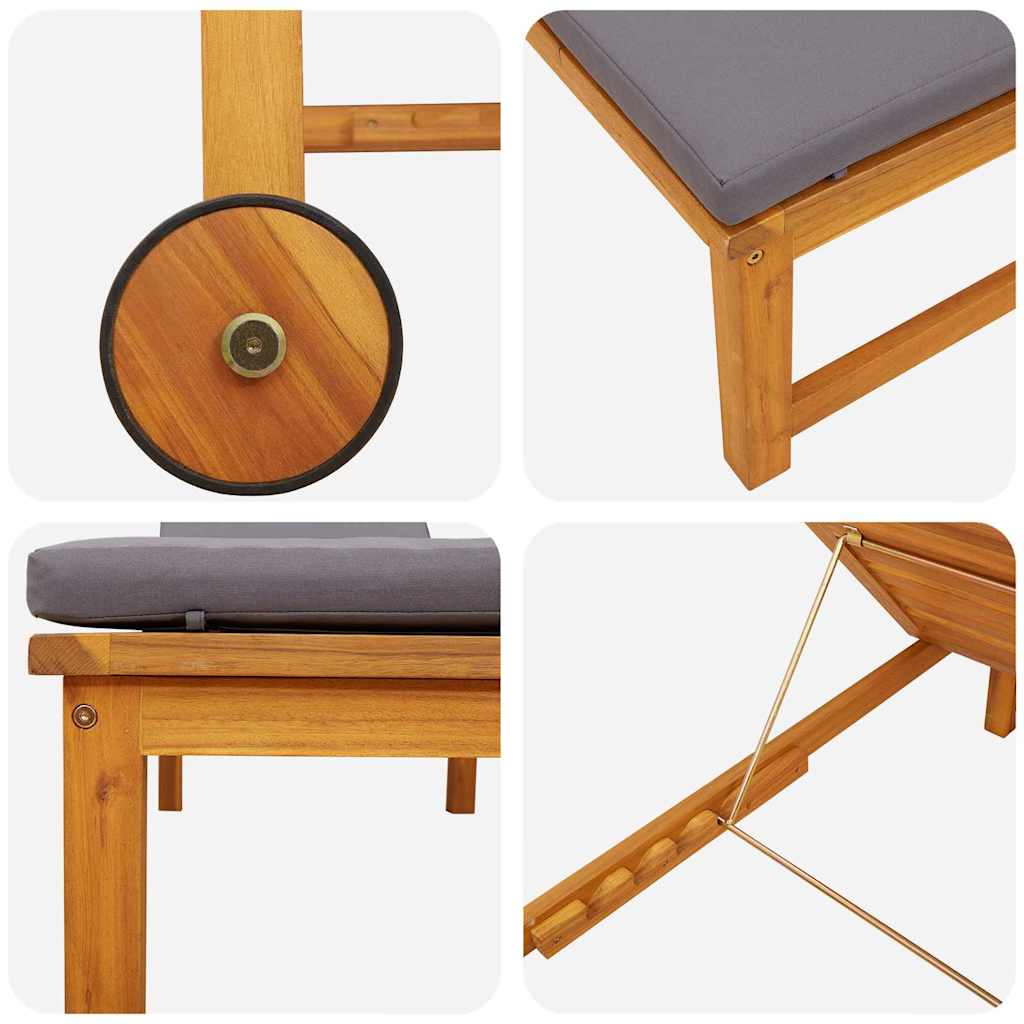 Ξαπλώστρα Καφέ 202 x 53 x 89 εκ Στερεό Ξύλο Ακακίας