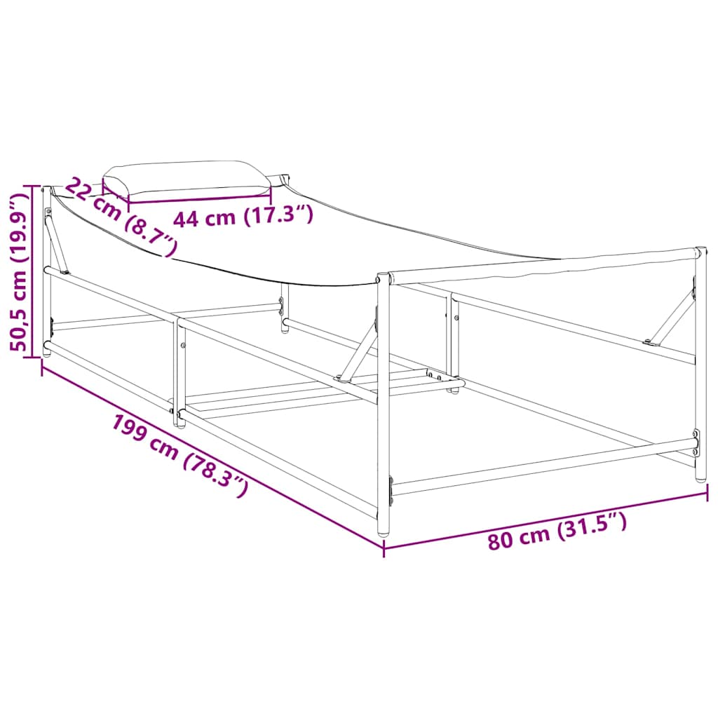 Ξαπλώστρα Κήπου 2 pcs Μαύρο Χάλυβας με επίστρωση πούδρας