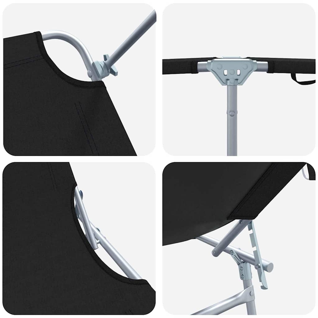 Ξαπλώστρα 2 pcs Μαύρο 58 x 188 x 77 εκ. Πολυεστέρας