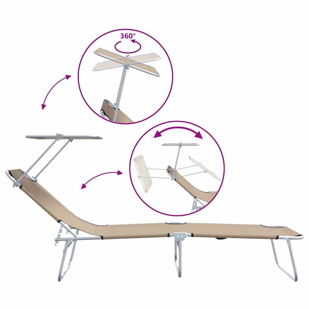 Ξαπλώστρα 2 pcs Taupe 58 x 188 x 77 εκ. Πολυεστέρας