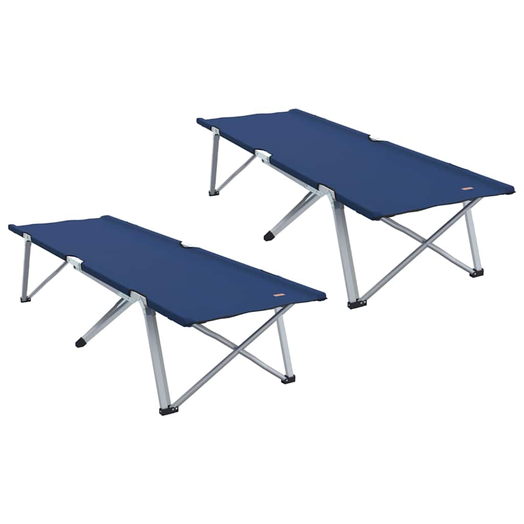 Αναδιπλούμενο Κρεβάτι Κάμπινγκ 2 pcs Μπλε 194 x 62,5 x 42,5 εκ