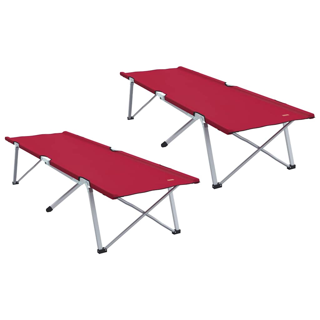 Αναδιπλούμενο Κρεβάτι Κάμπινγκ 2 pcs Κόκκινο Oxford και Ατσάλι