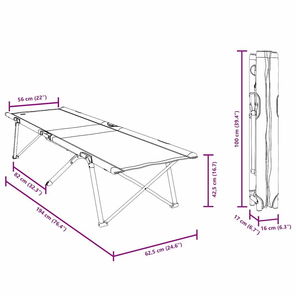 Αναδιπλούμενο Κρεβάτι Κάμπινγκ 2 pcs Δάσος 194 x 62,5 x 42,5 εκ