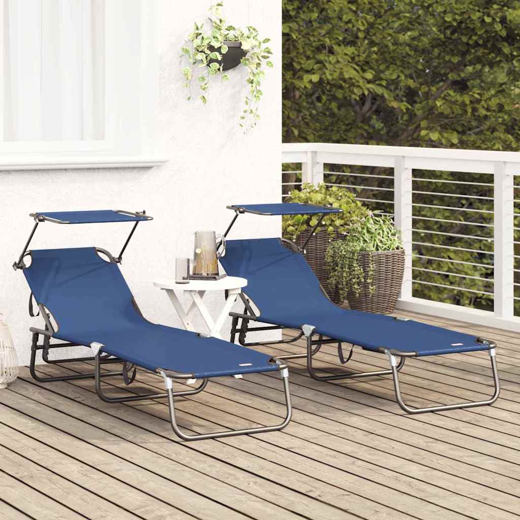 Πτυσσόμενη ξαπλώστρα 2 pcs Μπλε 190 x 57 x 81 εκ. oxford