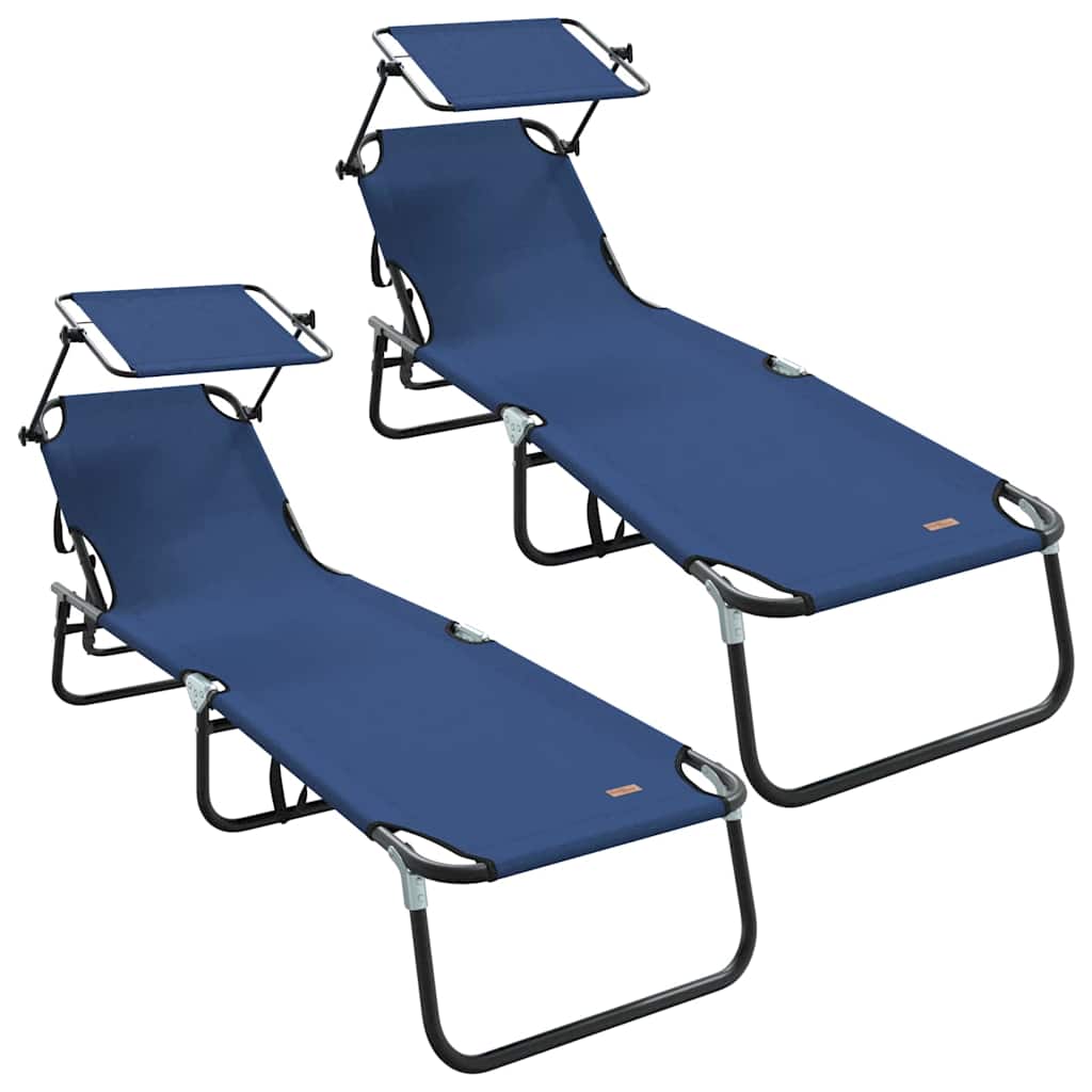 Πτυσσόμενη ξαπλώστρα 2 pcs Μπλε 190 x 57 x 81 εκ. oxford
