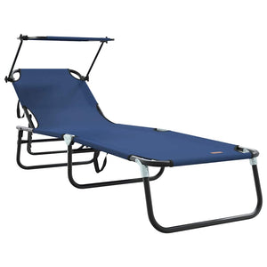 Πτυσσόμενη ξαπλώστρα 2 pcs Μπλε 190 x 57 x 81 εκ. oxford - Pakobazaar