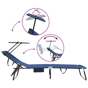 Πτυσσόμενη ξαπλώστρα 2 pcs Μπλε 190 x 57 x 81 εκ. oxford - Pakobazaar