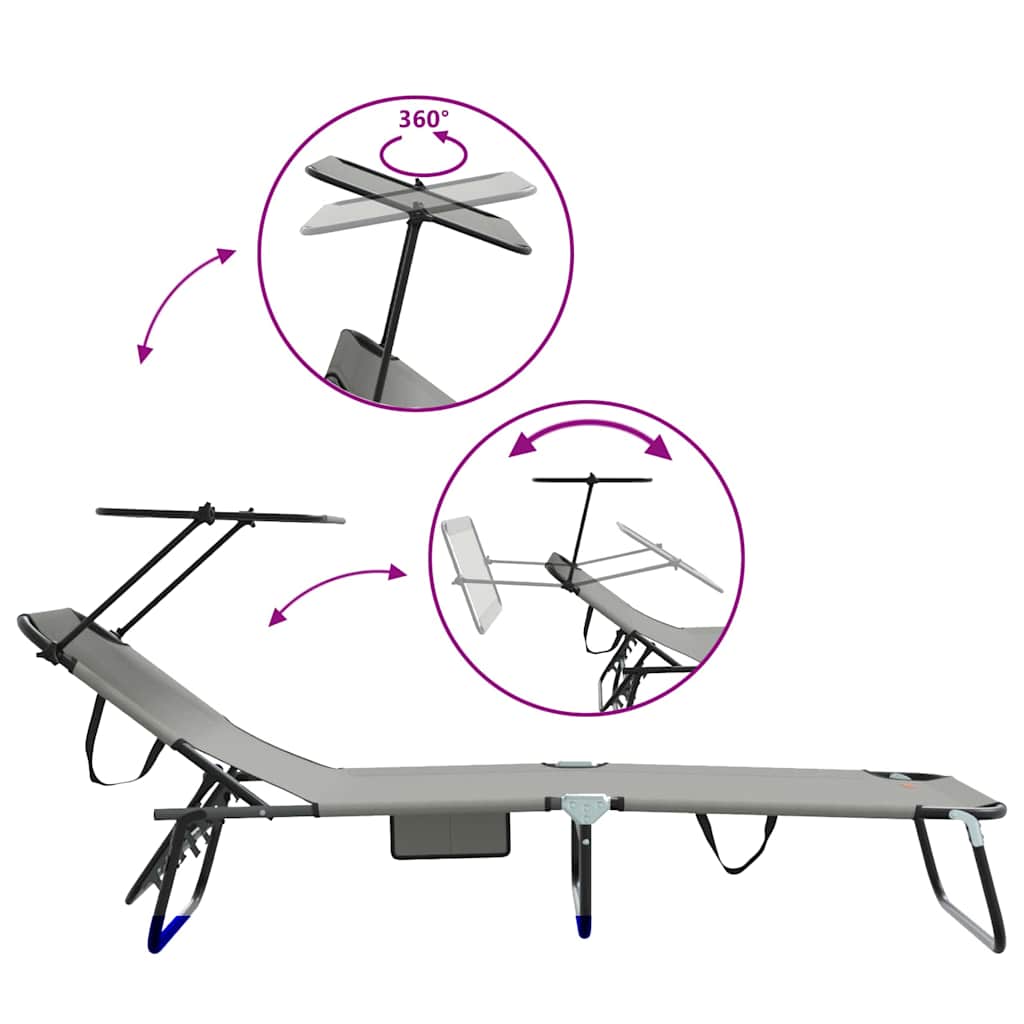 Πτυσσόμενη ξαπλώστρα 2 pcs Γκρι 190 x 57 x 81 εκ. oxford