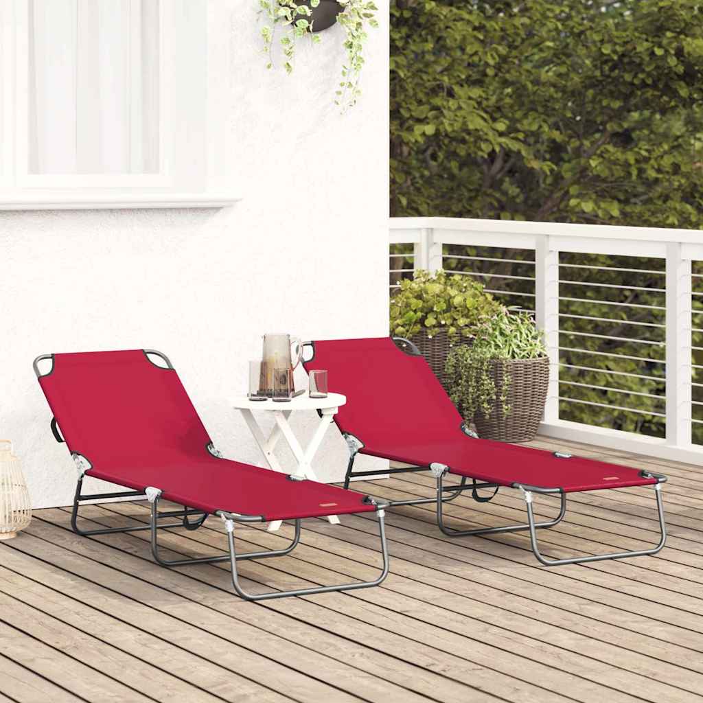 Πτυσσόμενη ξαπλώστρα 2 pcs Κόκκινο 188 x 57 x 86,5 εκ.
