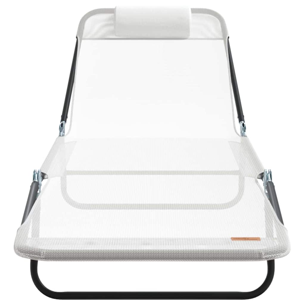 Πτυσσόμενη ξαπλώστρα Κρεμ 182 x 55 x 85,5 εκ Textilene