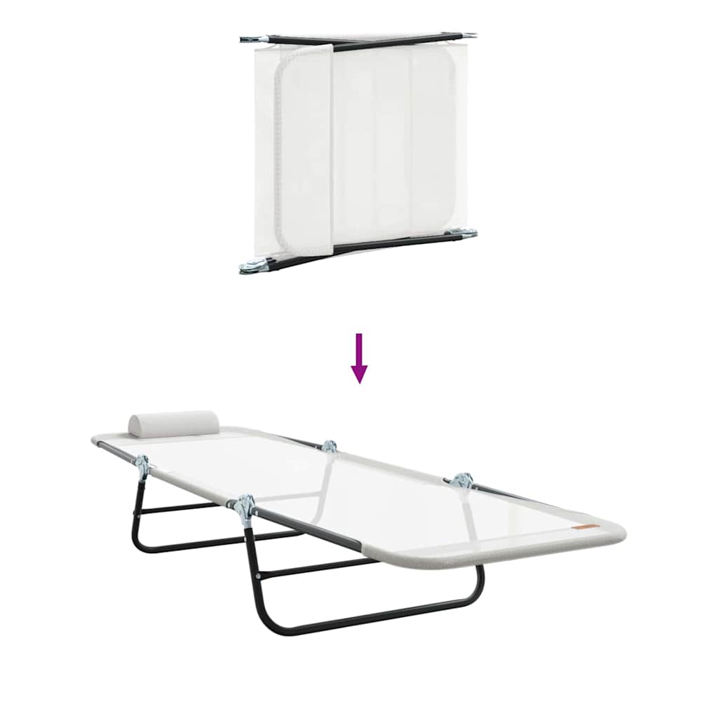 Πτυσσόμενη ξαπλώστρα Κρεμ 182 x 55 x 85,5 εκ Textilene