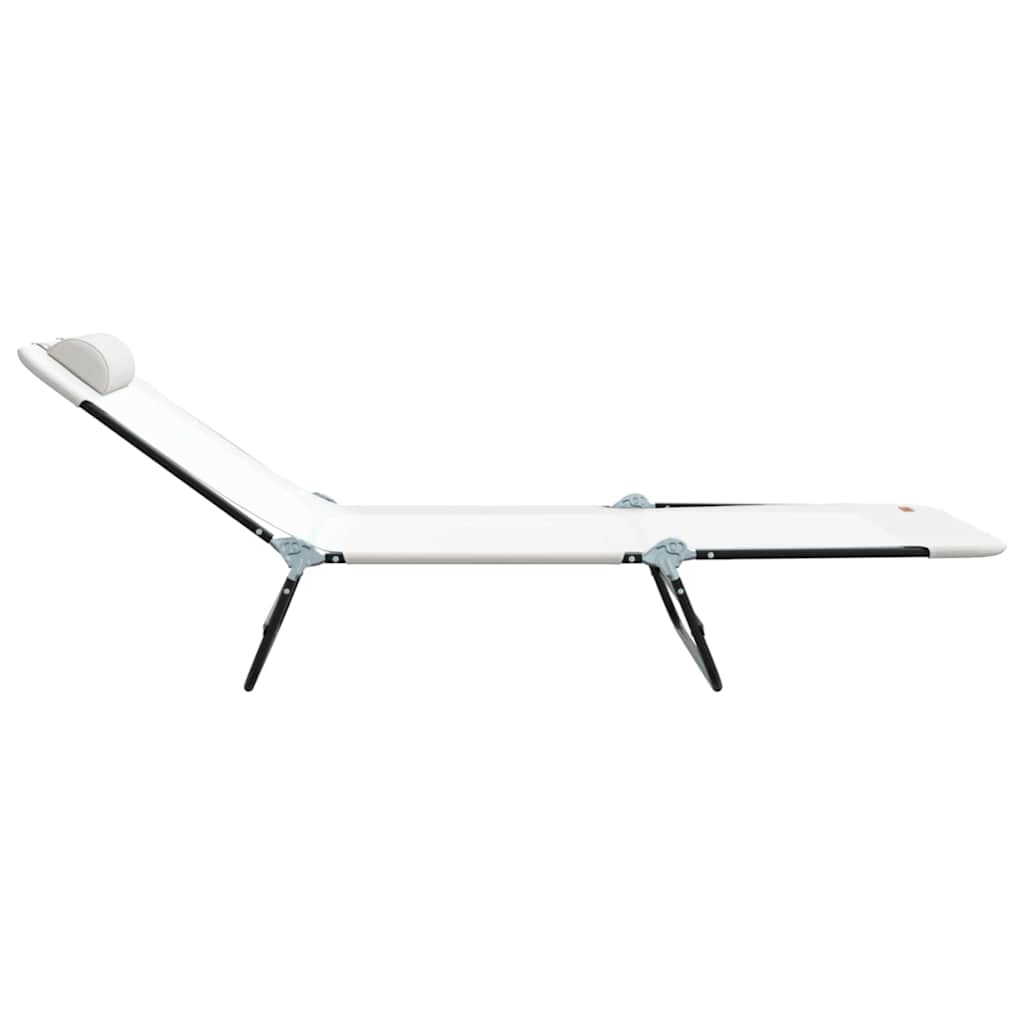 Πτυσσόμενη ξαπλώστρα Κρεμ 182 x 55 x 85,5 εκ Textilene