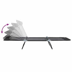 Πτυσσόμενη ξαπλώστρα Μαύρο 182 x 55 x 85,5 εκ Textilene