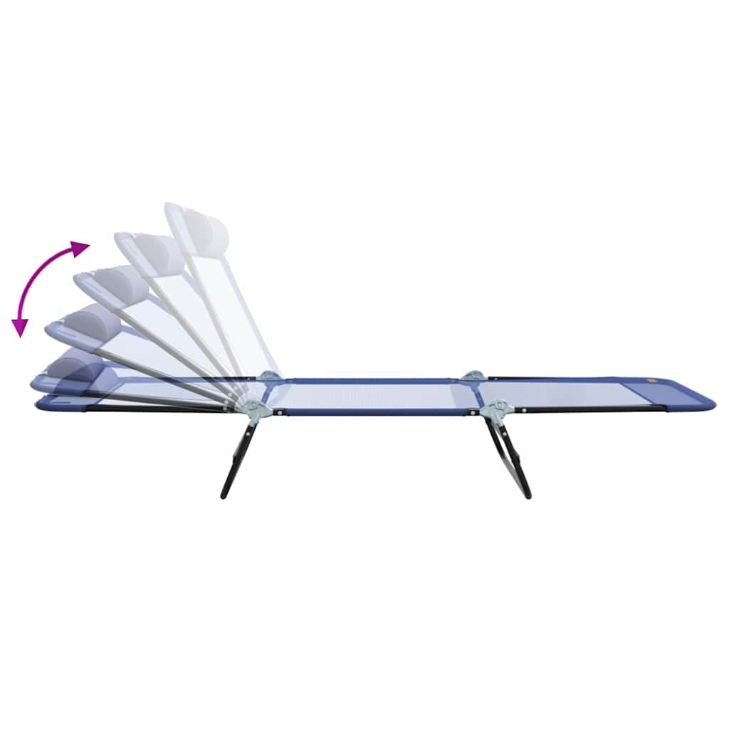 Πτυσσόμενη ξαπλώστρα Σκούρο μπλε 182 x 55 x 85,5 εκ Textilene