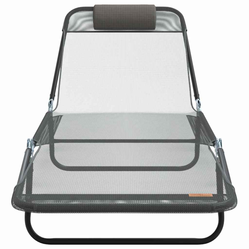 Πτυσσόμενη ξαπλώστρα Γκρι 182 x 55 x 85,5 εκ Textilene