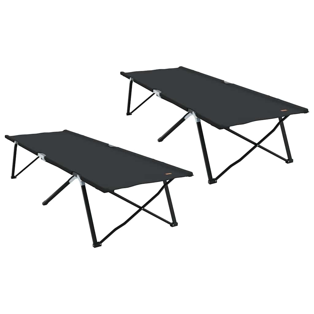 Αναδιπλούμενο Κρεβάτι Κάμπινγκ 2 pcs Μαύρο 206 x 76 x 74 εκ