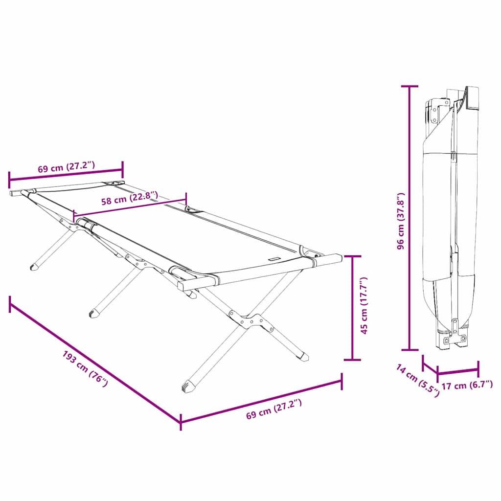 Αναδιπλούμενο Κρεβάτι Κάμπινγκ Μπλε 193 x 69 x 45 εκ.
