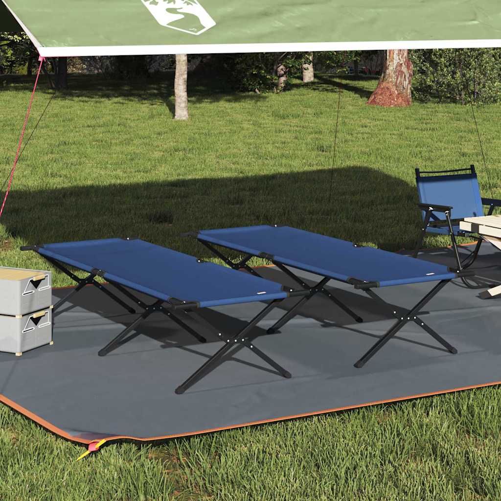 Αναδιπλούμενο Κρεβάτι Κάμπινγκ 2 pcs Μπλε 210 x 80 x 46 εκ.