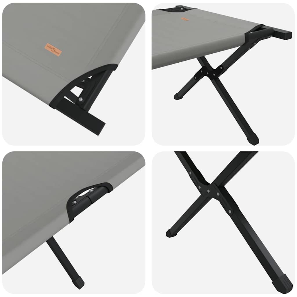 Αναδιπλούμενο Κρεβάτι Κάμπινγκ 2 pcs Γκρι 210 x 80 x 46 εκ.