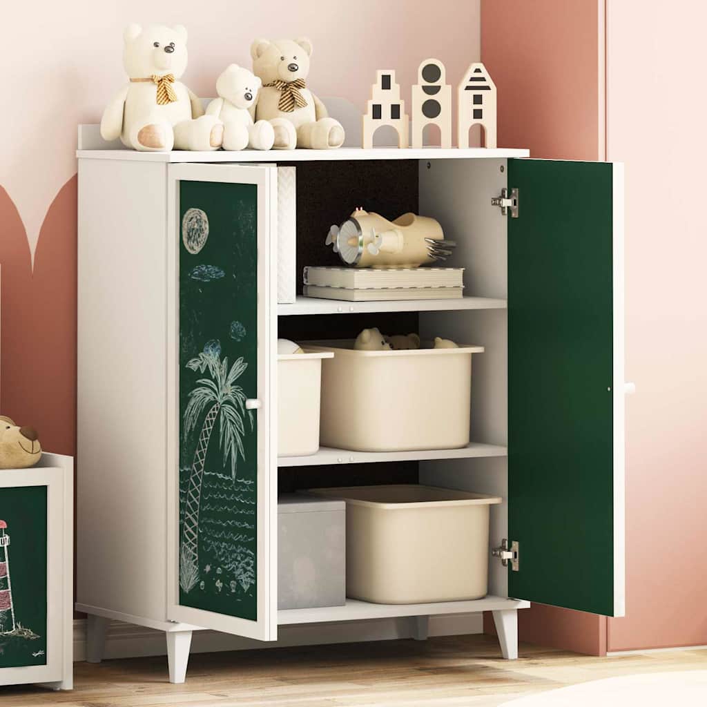 Ντουλάπα με δύο πόρτες και πρόσοψη από μαυροπίνακα ROROS Λευκό - Pakobazaar