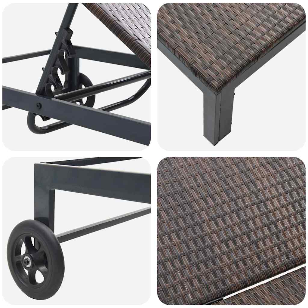 Ήλιο-κρεβάτι 2-πρόσωπο 3 pcs Καφέ συνθετικό ρατάν