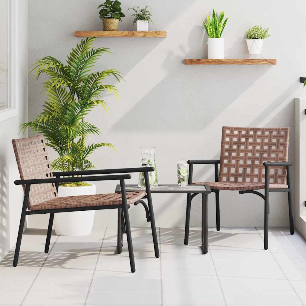 Καρέκλα Κήπου 2 pcs Καφέ 78 x 55,5 x 75,5 εκ. συνθετικό ρατάν