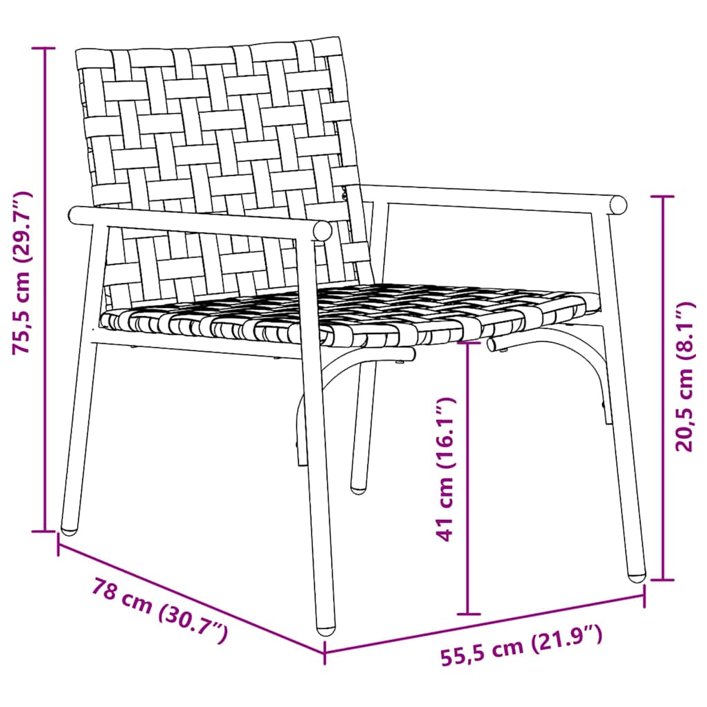 Καρέκλα Κήπου 2 pcs Καφέ 78 x 55,5 x 75,5 εκ. συνθετικό ρατάν