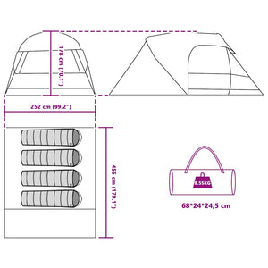 Σκηνή Dome 4 Ατόμων με στέγη Πράσινο 455 x 252 x 178 εκ - Pakobazaar