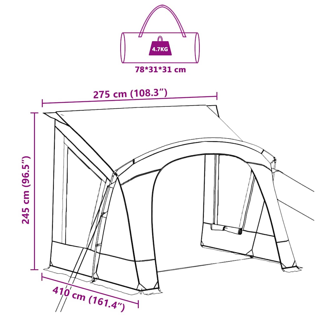 Καραβάνε 5 Ατόμων Γκρι και Πορτοκαλί 410 x 275 x 245 εκ - Pakobazaar