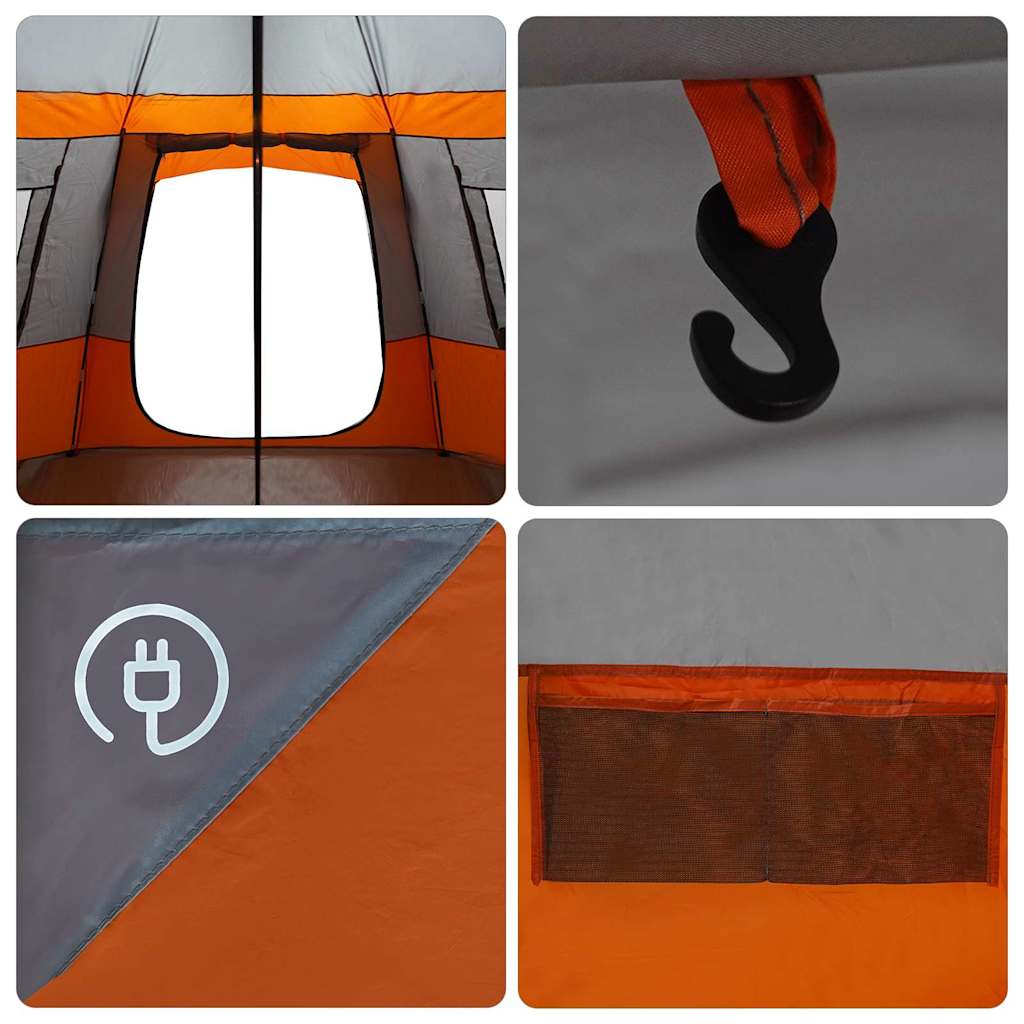 Καμπίνα Σκηνή 12-Ατόμων Γκρι και Πορτοκαλί 405 x 405 x 273 εκ. - Pakobazaar