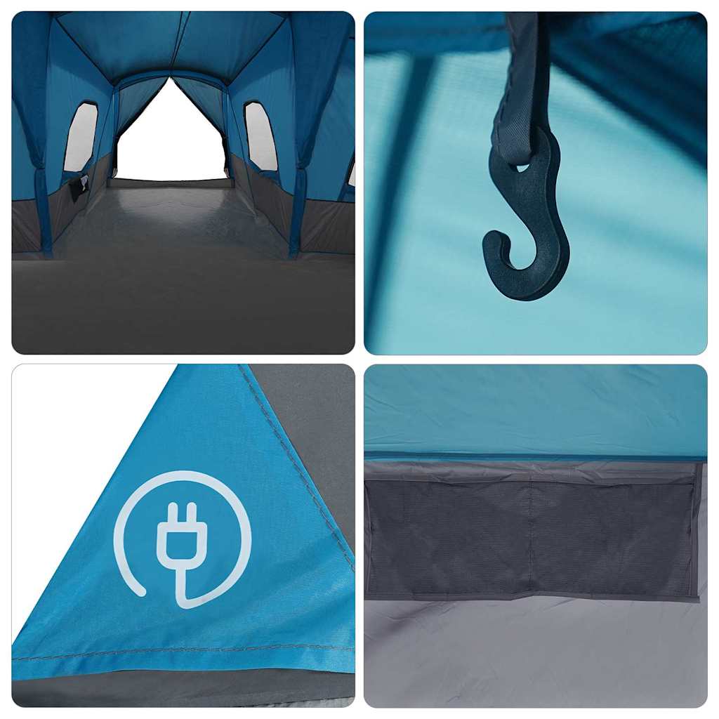 Σκηνή 16 Ατόμων με στέγη με αποθήκευση Μπλε 680 x 510 x 210 εκ - Pakobazaar