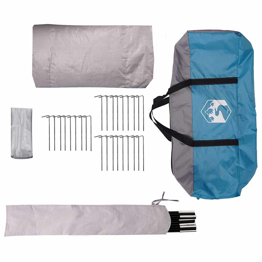 Τέντα Τιπί 5 Ατόμων με στέγη Μπλε και Γκρι 600 x 600 x 347 εκ - Pakobazaar