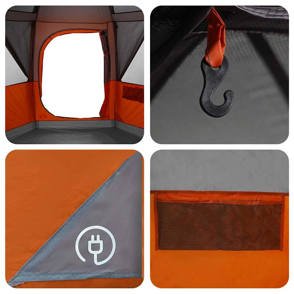 Καμπίνα Τέντα 6-Ατόμων Γκρι και Πορτοκαλί 425 x 396 x 222 εκ - Pakobazaar