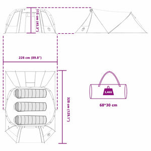 Τέντα Τουνέλ 3-Ατόμων Γκρι και Πορτοκαλί 328 x 228 x 115 εκ. - Pakobazaar