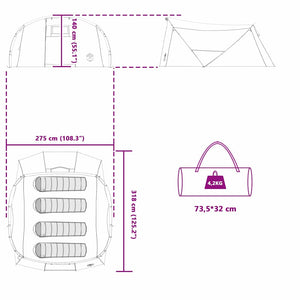 Σκηνή Σήματος 4 Ατόμων Μπλε και Γκρι 318 x 275 x 140 εκ. - Pakobazaar