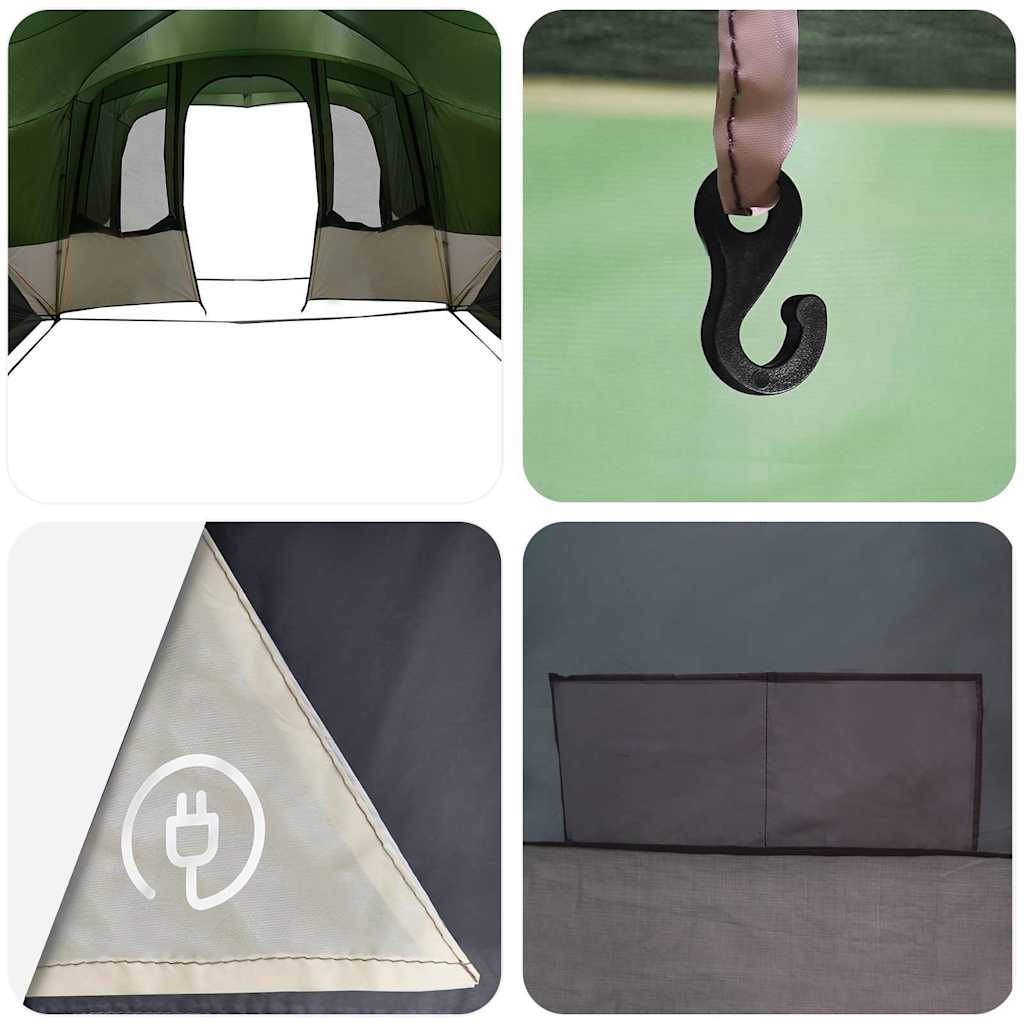 Οικογενειακή Σκηνή 12 Ατόμων με στέγη Πράσινο και Λευκό - Pakobazaar