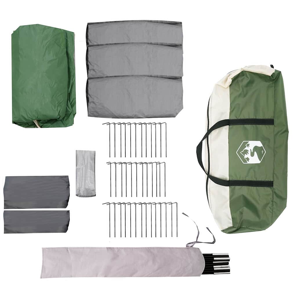 Οικογενειακή Σκηνή 12 Ατόμων με στέγη Πράσινο και Λευκό - Pakobazaar