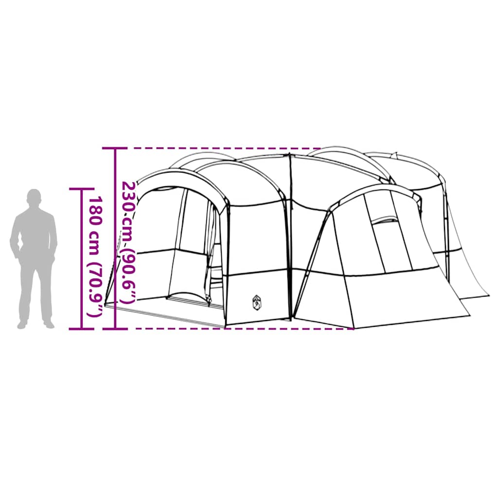 Οικογενειακή Σκηνή 12 Ατόμων με στέγη Πράσινο και Λευκό - Pakobazaar