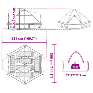 Τέντα Τιπί 6 Ατόμων Πράσινο και Λευκό 490 x 410 x 210 εκ. - Pakobazaar