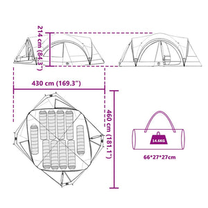 Οικογενειακή σκηνή 10 ατόμων με στέγη Πράσινο και Γκρι - Pakobazaar
