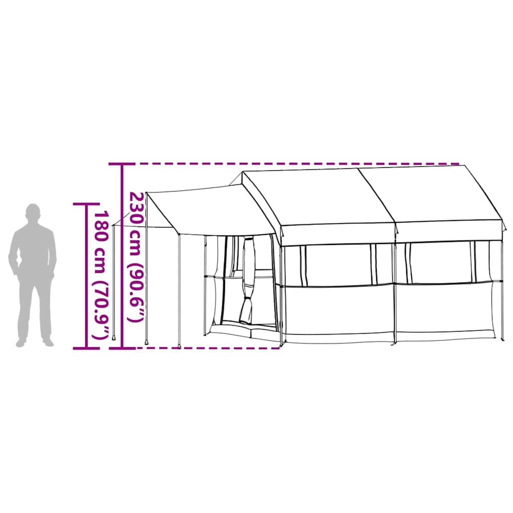 Τέντα οικογένειας 4-ατόμων Πράσινο και Λευκό 324 x 255 x 230 cm - Pakobazaar