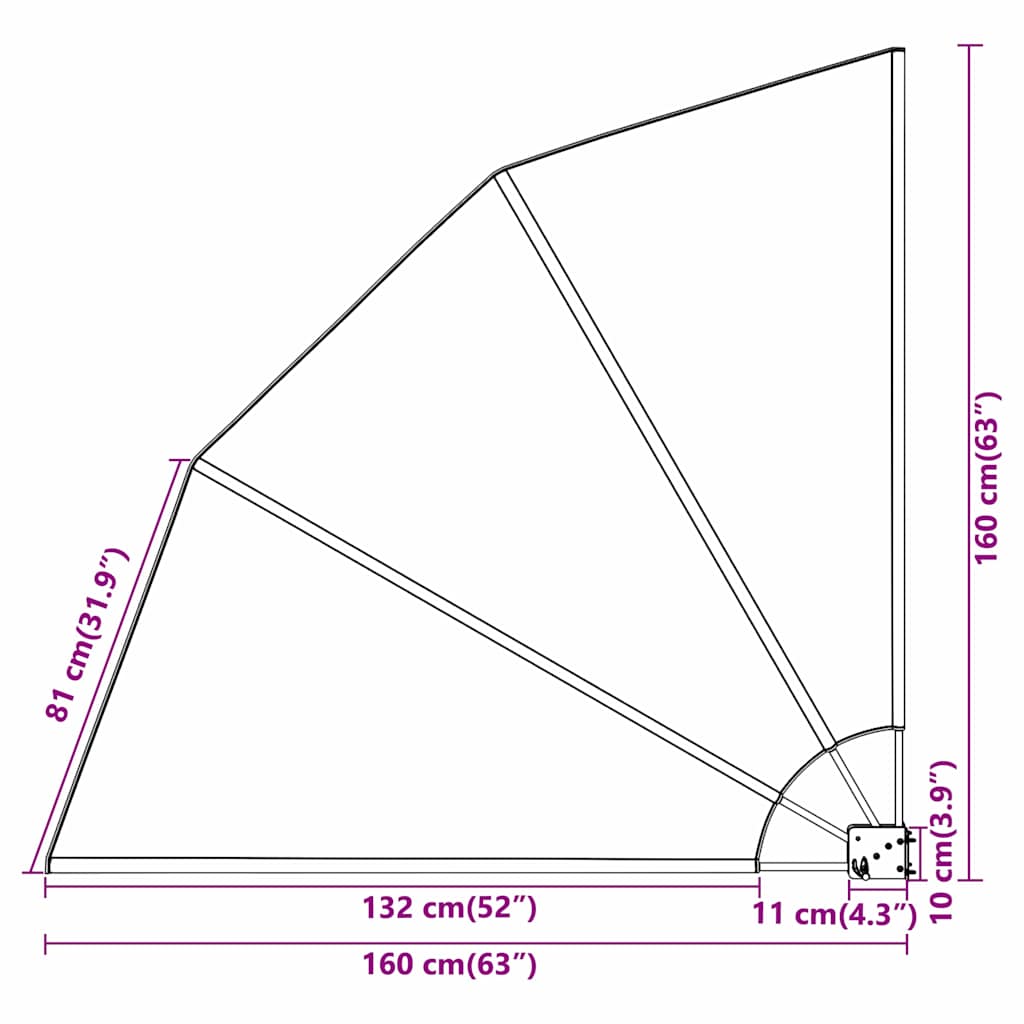 Αδιάφανο σκίαστρο μπαλκονιού Ανθρακί 160 x 160 cm Πολυεστέρας - Pakobazaar