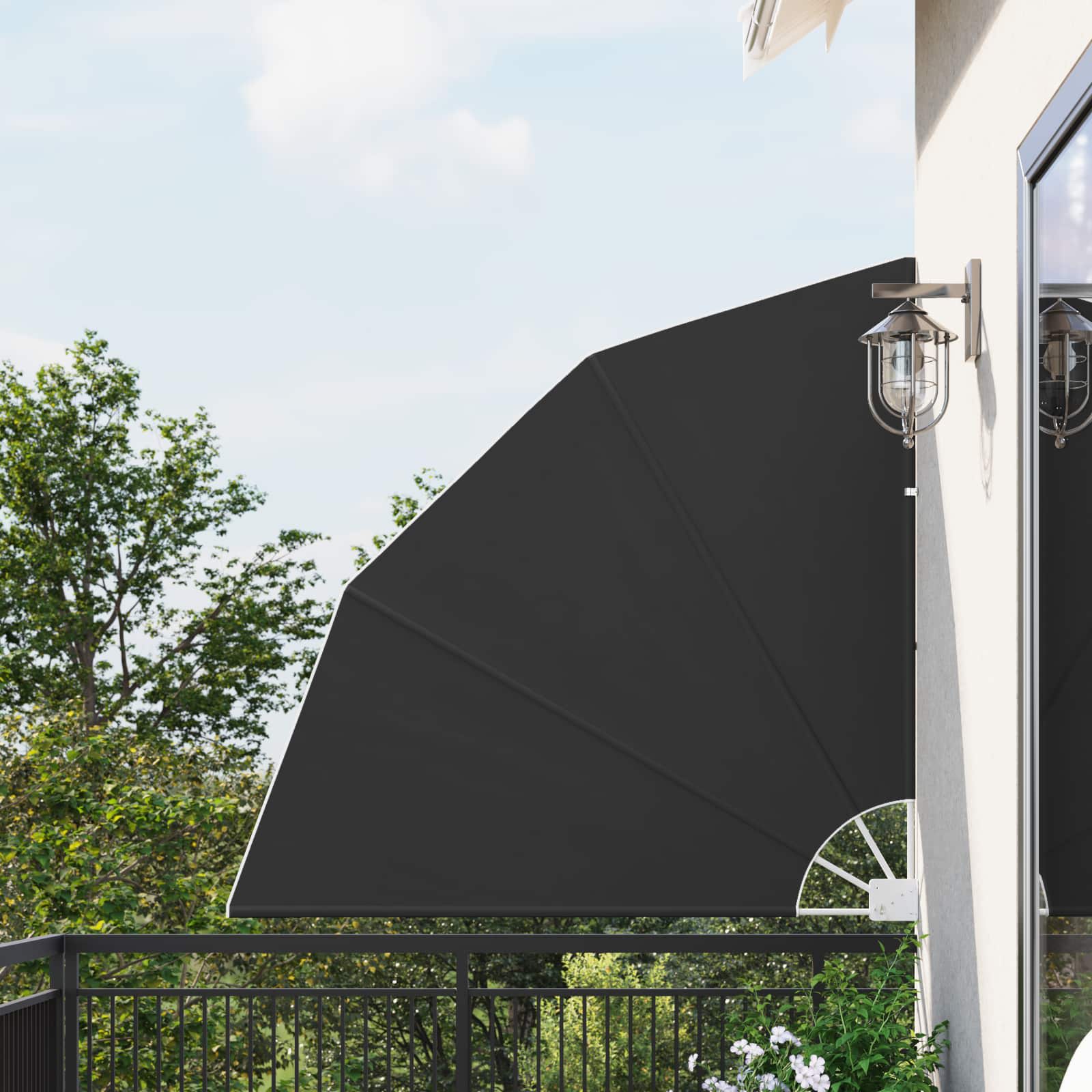 Αδιάφανο σκίαστρο μπαλκονιού 140 x 140 cm Πολυεστέρας Μαύρο - Pakobazaar