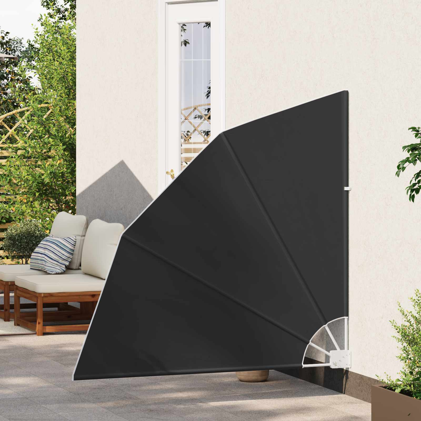 Αδιάφανο σκίαστρο μπαλκονιού 140 x 140 cm Πολυεστέρας Μαύρο - Pakobazaar