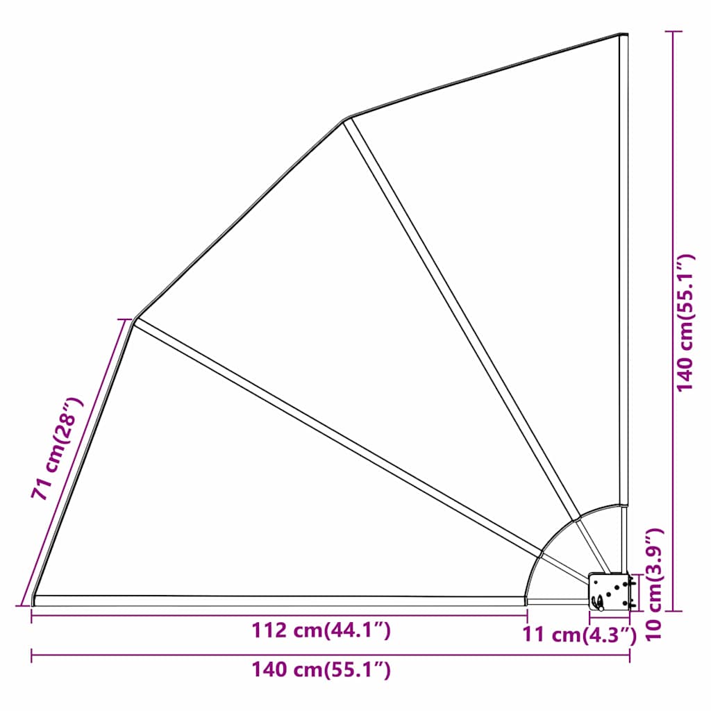 Αδιάφανο σκίαστρο μπαλκονιού 140 x 140 cm Πολυεστέρας