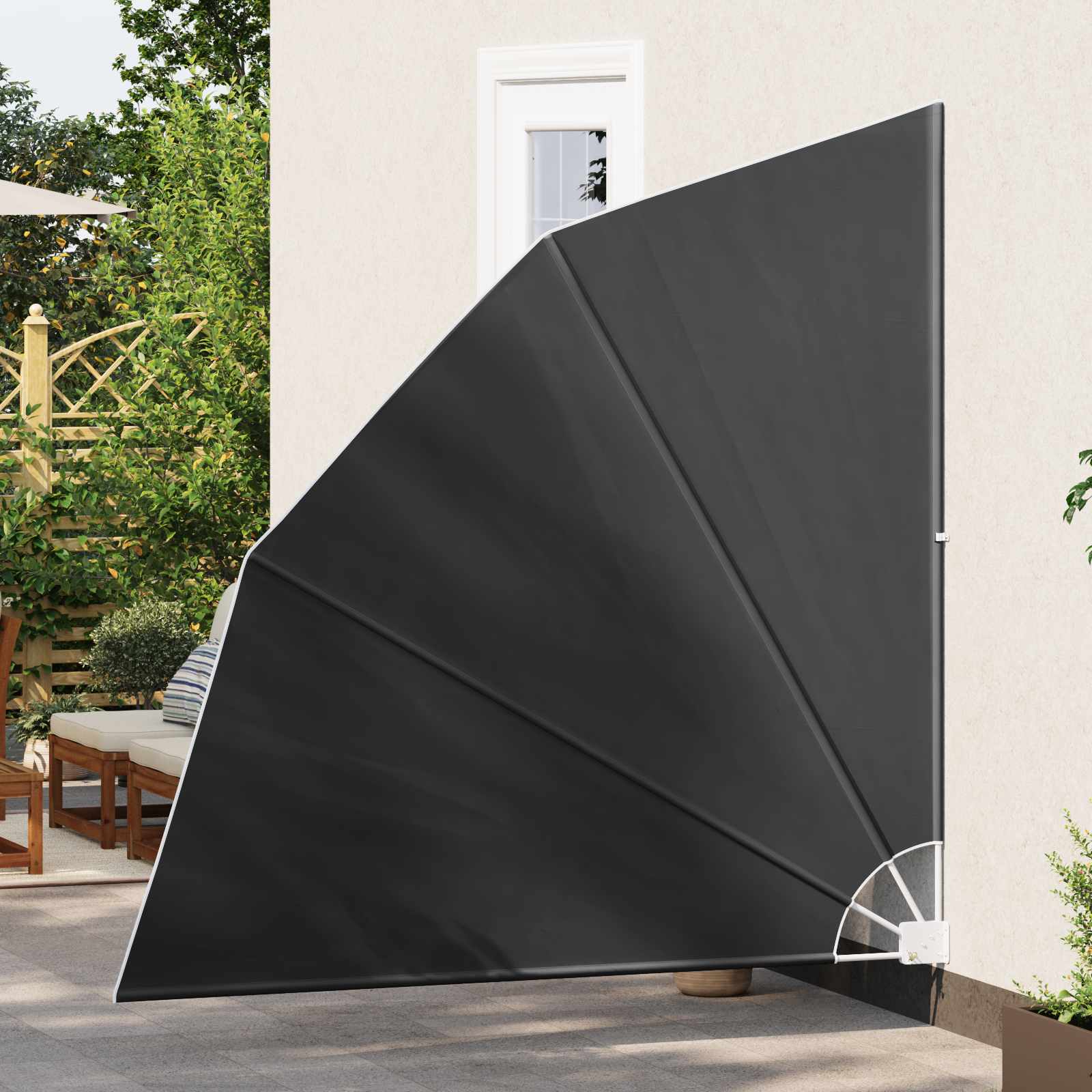 Αδιάφανο σκίαστρο μπαλκονιού 210 x 210 cm Πολυεστέρας Μαύρο - Pakobazaar