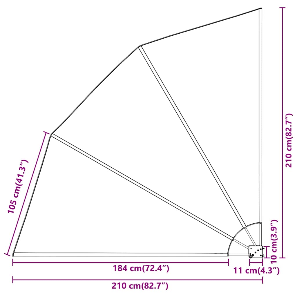 Αδιάφανο σκίαστρο μπαλκονιού 210 x 210 cm Πολυεστέρας Μαύρο