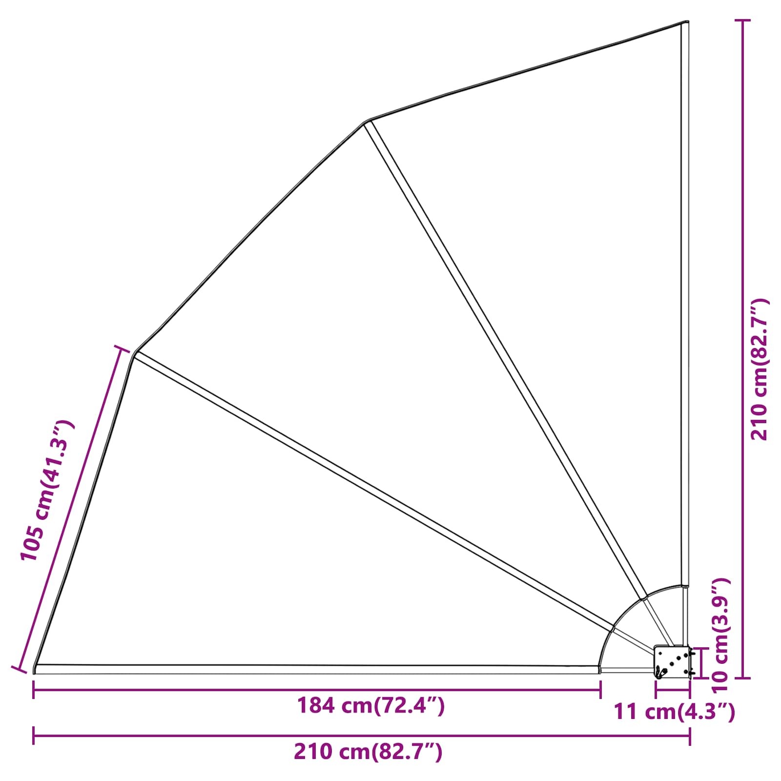 Αδιάφανο σκίαστρο μπαλκονιού 210 x 210 cm Πολυεστέρας Μαύρο - Pakobazaar